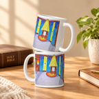 God's Plan white 11oz personalised mug featuring a room with Jesus and you in the corner painting and laughing together – AllThingsGoode
