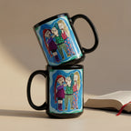 Friendship 15oz black personalised mug featuring 3 girl friends with encouraging words surrounding them – AllThingsGoode
