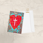 Rooted In Love 4x6 & 5x7 Christian greeting card with red heart and cross design – AllThingsGoode