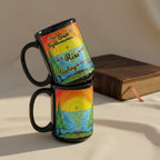 Sonrise 15oz black personalised mug featuring a sunrise with a cross inside of it – AllThingsGoode
