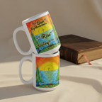 Sonrise 15oz white personalised mug featuring a sunrise with a cross inside of it – AllThingsGoode
