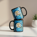 Two Cats In A Tree 11oz black featuring two cats on a tree with a full moon in the background – AllThingsGoode