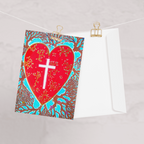 Rooted In Love 4x6 & 5x7 Christian greeting card with red heart and cross design – AllThingsGoode
