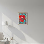 Rooted In Love 12x16 poster featuring a red heart with a cross inside of it and roots coming out of the heart – AllThingsGoode