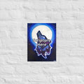 Galaxy Wolf 12x16 personalised poster featuring a howling galaxy-painted wolf with a full moon in the background – AllThingsGoode