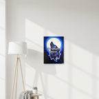 Galaxy Wolf 12x16 personalised poster featuring a howling galaxy-painted wolf with a full moon in the background – AllThingsGoode