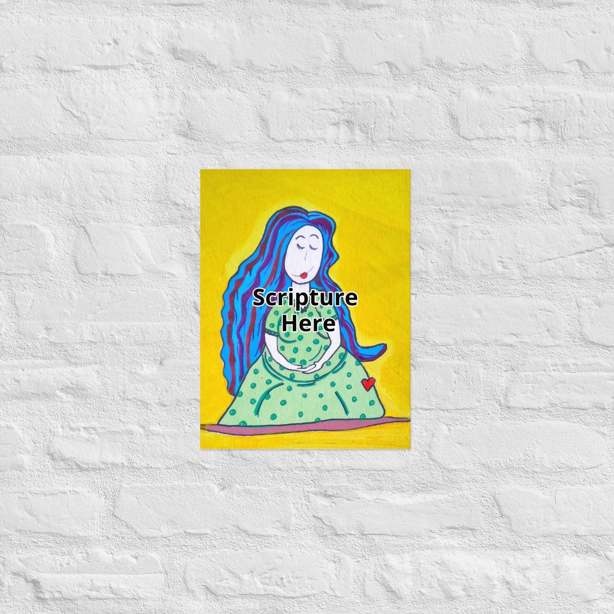Mother 12x16 personalised poster featuring a loving and caring blue haired mother with a yellow background – AllThingsGoode