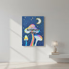 Glowing Mushrooms 12x16 personalised poster featuring 3 glowing mushrooms with a rainy midnight background with a crescent moon – AllThingsGoode