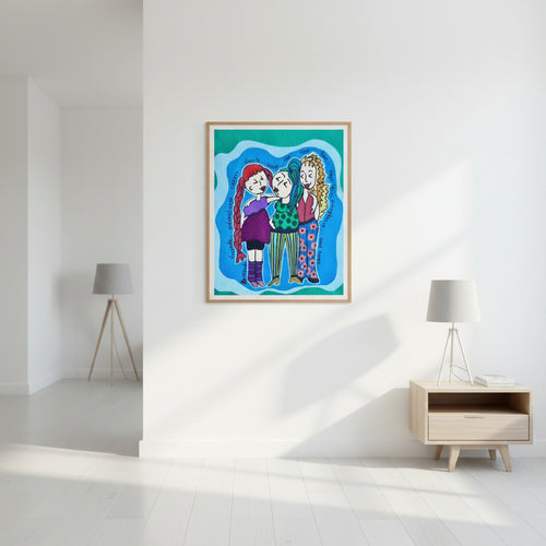 Poster with 3 unique girls surrounded by encouraging and uplifting words.