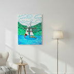 Freedom personalised poster in sizes: 12″×16″, 16″×20″ and 24″×36″, with a girl on a sailboat sailing across the ocean – AllThingsGoode
