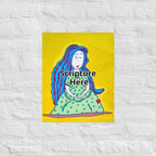 Mother 16x20 personalised poster featuring a loving and caring blue haired mother with a yellow background – AllThingsGoode