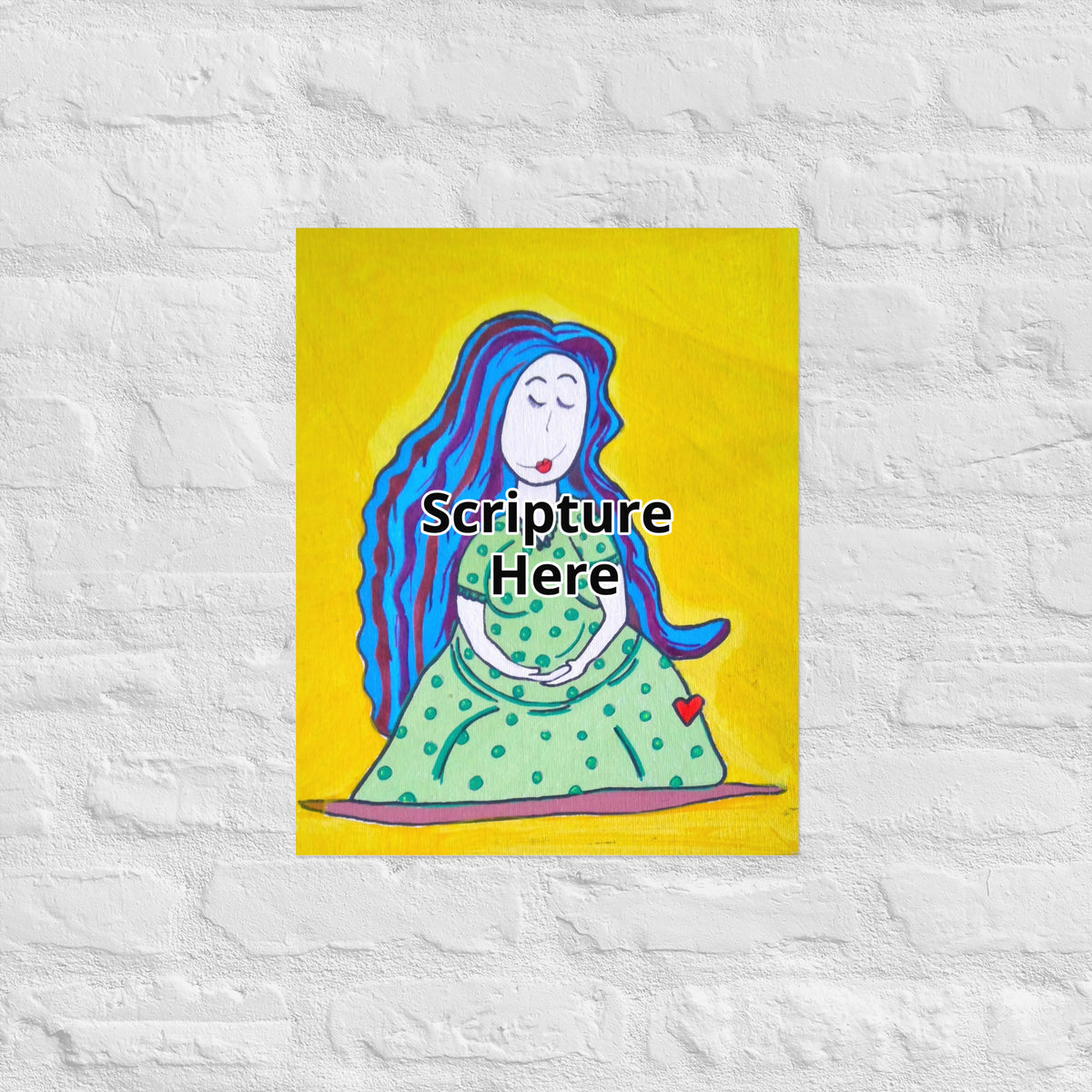 Mother 16x20 personalised poster featuring a loving and caring blue haired mother with a yellow background – AllThingsGoode