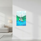 Freedom personalised poster in sizes: 12″×16″, 16″×20″ and 24″×36″, with a girl on a sailboat sailing across the ocean – AllThingsGoode