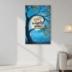 Two Cats In A Tree 24x36 poster featuring two cats in a tree with a full moon in the background – AllThingsGoode