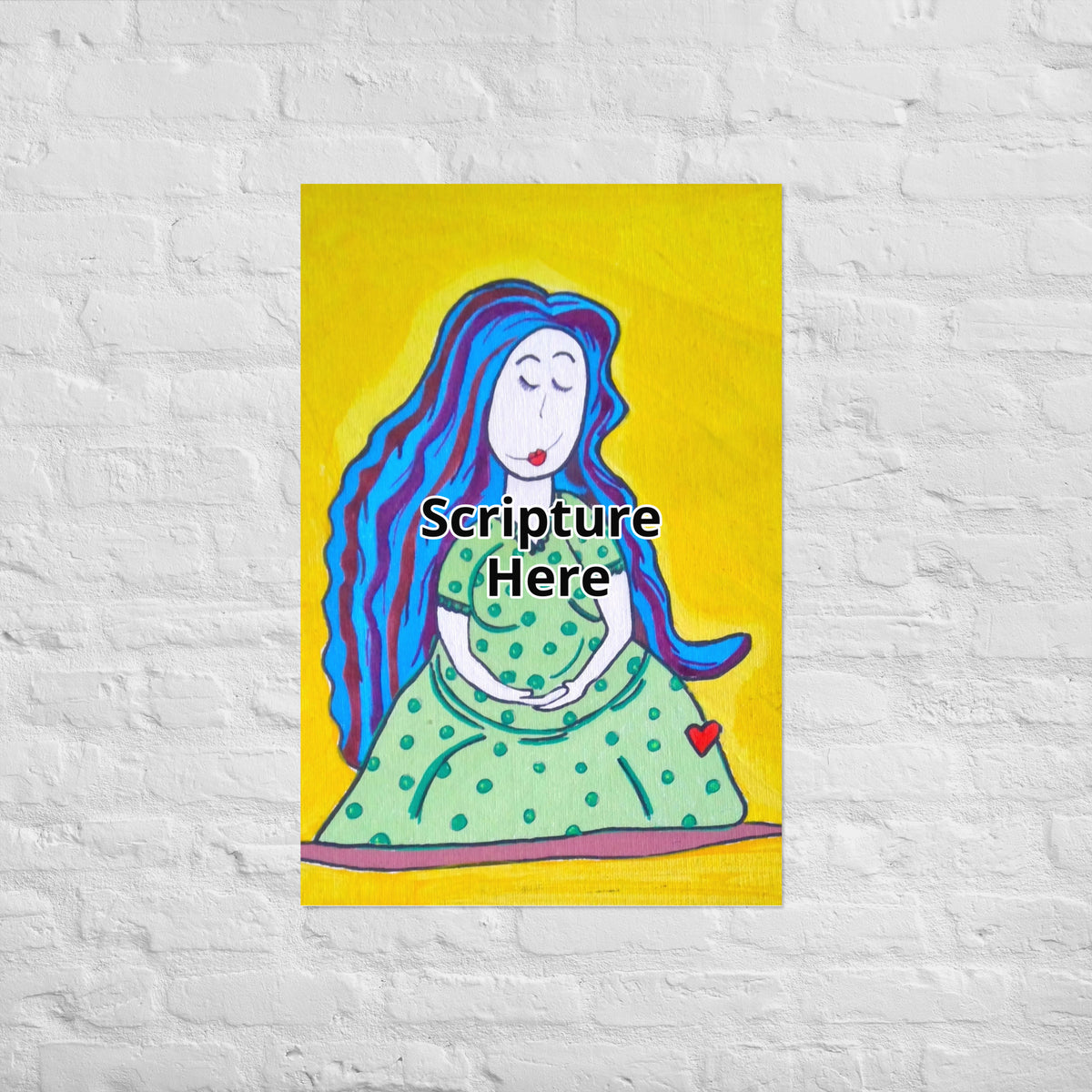 Mother 24x36 personalised poster featuring a loving and caring blue haired mother with a yellow background – AllThingsGoode