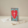Rooted In Love 4x6 Christian greeting card with red heart and cross design – AllThingsGoode