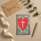 Rooted In Love 4x6 & 5x7 Christian greeting card with red heart and cross design – AllThingsGoode