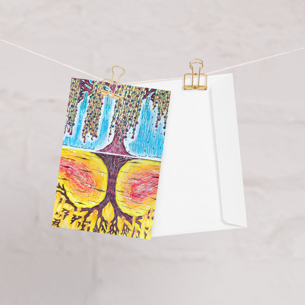Life Over Death 4x6 greeting card featuring the tree of life and the tree of the knowledge of good and evil – AllThingsGoode