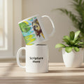 Jesus' Healing Presence 11oz white personalised mug featuring Jesus' presence healing a tree that's on fire – AllThingsGoode