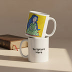 Mother 11oz white personalised mug featuring a pregnant mother with blue hair and a yellow background – AllThingsGoode