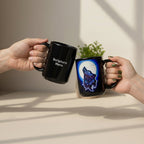Galaxy Wolf 15oz personalised mug featuring a howling galaxy-painted wolf with a full moon in the background – AllThingsGoode